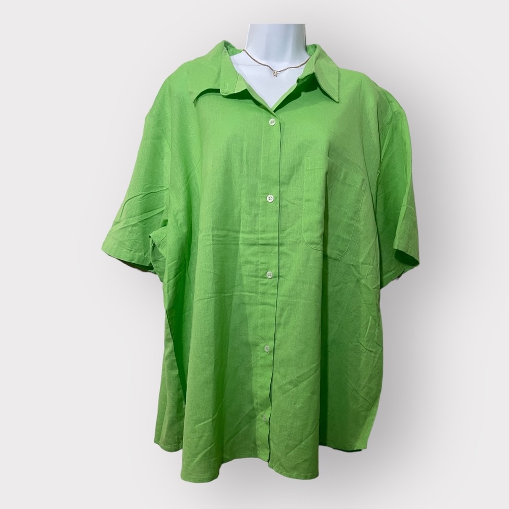 H&M pretty green button up shirt - Picture 1 of 8